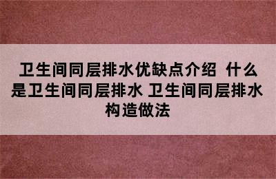 卫生间同层排水优缺点介绍  什么是卫生间同层排水 卫生间同层排水构造做法